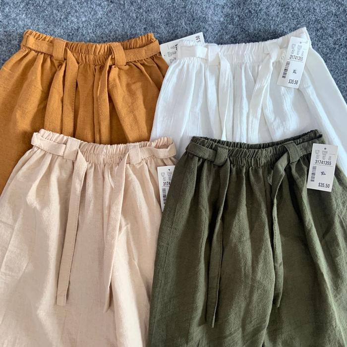 Celana Wanita Model Rok Panjang Warna Kuning Putih Hijau dan Beige