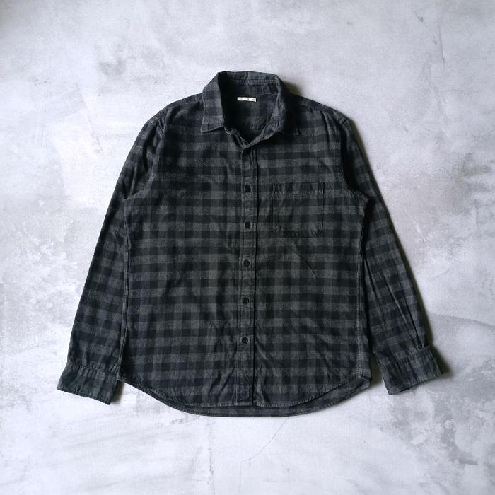 Kemeja Flannel Shirt Uniqlo - Black