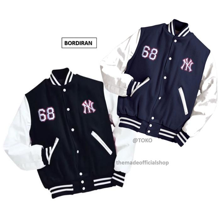 Jaket Baseball NY Motif Bordir Original / Jaket Baseball Varsity Bordiran Motif NY Warna Kombinasi B