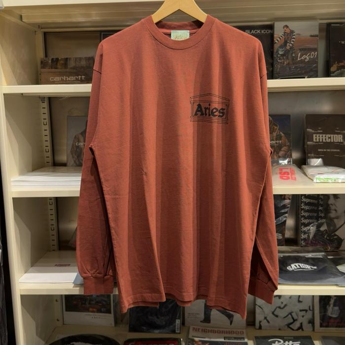 ARIES ARISE - TEMPLE LOGO LS TSHIRT (BROWN)