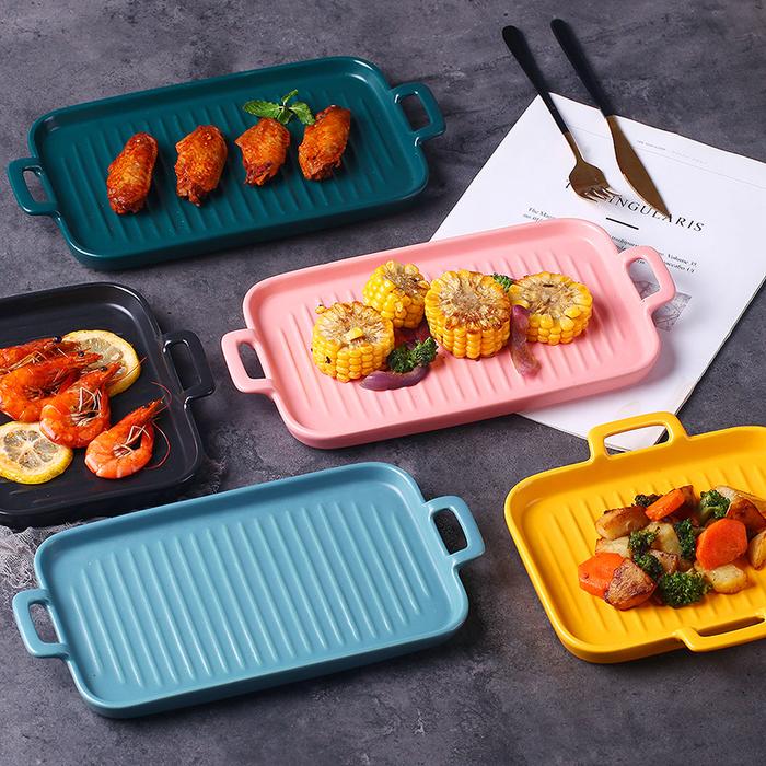 Rectangular Baking Plate Household Ceramic Baking Pan Oven Microwave