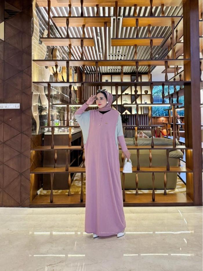 Chatifa Authentic | Gamis knit premium | Gamis Batwing jumbo | abaya gamis waffle adem busui friendl
