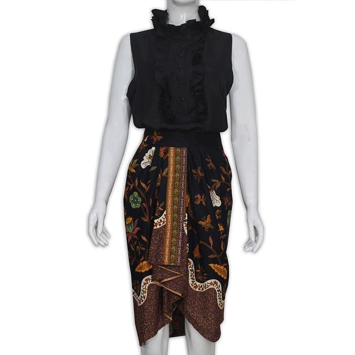 Rok Batik Wanita - Putri Jelita - Rok Pendek 017 HM 070 Merah-Hitam