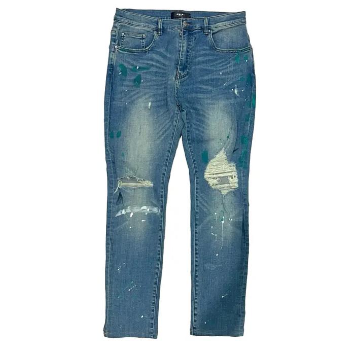 Celana pria Amir! Mx1 Distressed Paint-Splatter jeans Skinny