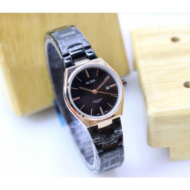 Jam tangan wanita Alba classic GW-272HC balok rantai tanggal aktif free box