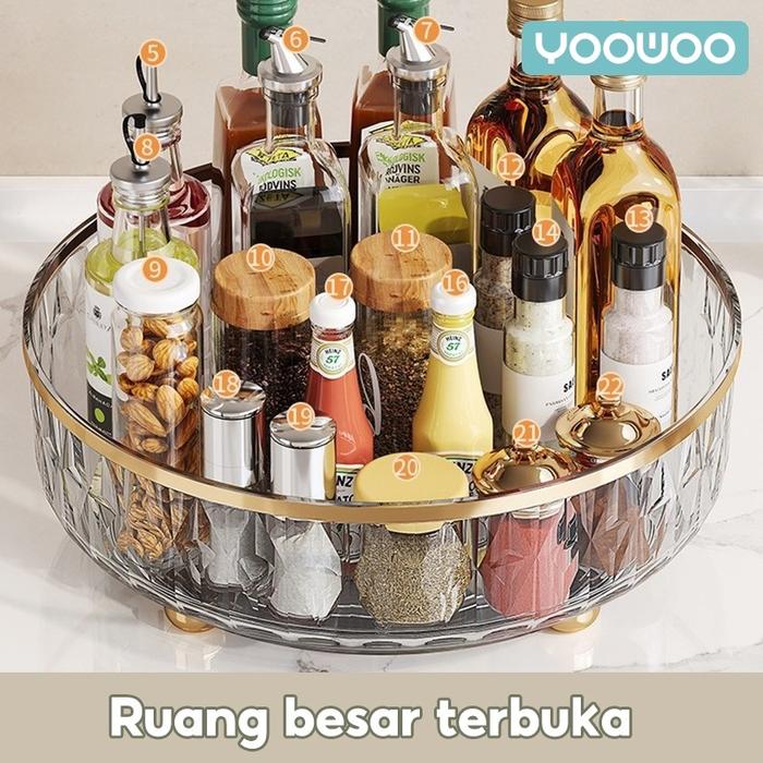 YooWoo Rak Bumbu Putar/ Tempat Kosmetik / Tempat Make Up Multifungsi / Wadah Kapasitas Besar / Wadah