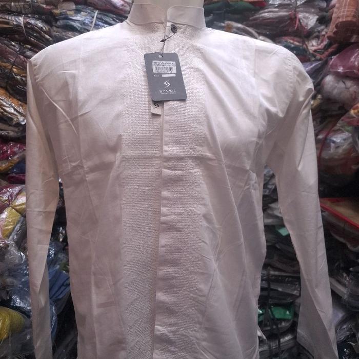 Syamil Baju Koko Dewasa Putih Lengan Panjang Bordir Premium