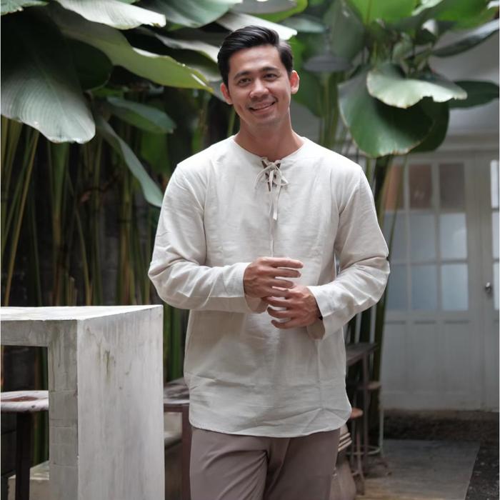 Baju Kemeja Koko Oversize Pria Lengan Panjang Kemeja Polos Cowok Ala Korea Short Shirt Linen | Jiwan