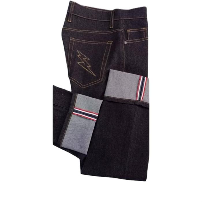 Wollfing Celana Denim Selvedge Accent 14 Oz PRIASUPERIOR Slimfit Jeans Pria Full Chainstitching Hole