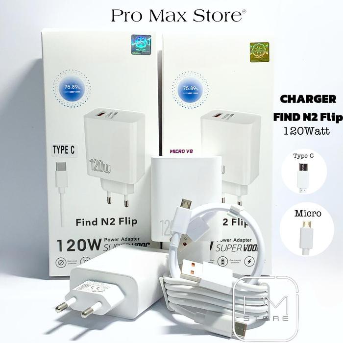 PM - Charger Oppo 120w Find N2 Flip Super Vooc Micro Dan Type C | Casan Find N2 Flip 120watt Super F