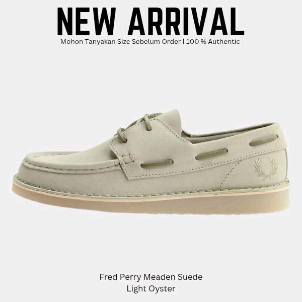 Fred Perry Meaden Suede Light Oyster Sepatu Loafers Pria Original 100%