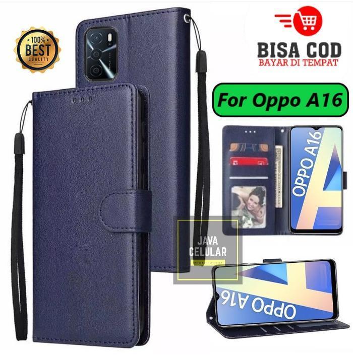 Flip Case Untuk Oppo A16 Flip Case Kulit - Casing Dompet Case Wallet Leather Flip Case Premium Tpu T