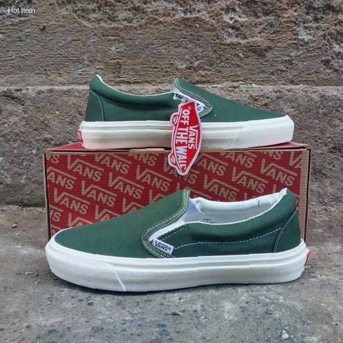 SEPATU SLIP ON PRIA WANITA VANS SLOP OG HIJAU ARMY | best seller