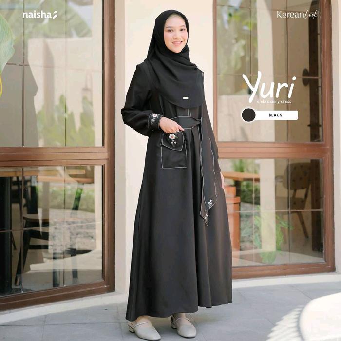 Dress Bordir Bunga Yuri Embroidery Wanita Syari - KoreanLook - Muslim, Gamis
