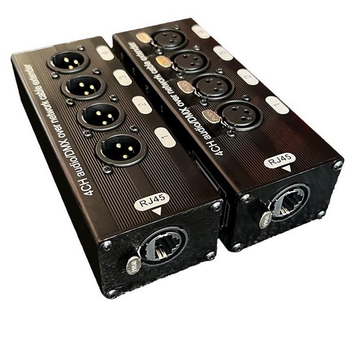 1Pc 4-Channel 3-Pin XLR Audio and DMX over Network Cable Extender, DMX512 Network Signal Extender , 