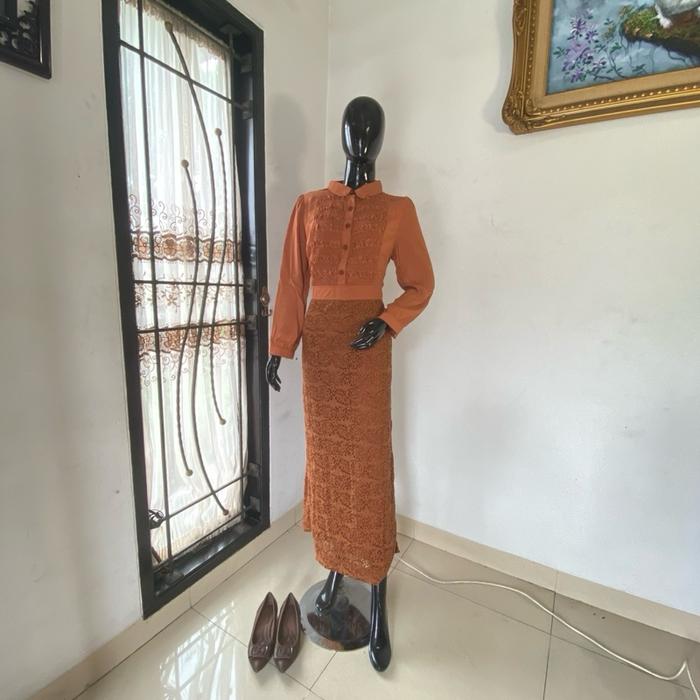 Gamis SNQ Impor Mewah Murah Dada Motif Brokat sampai bawah dengan Desain Elegan dan Kualitas Terbaik