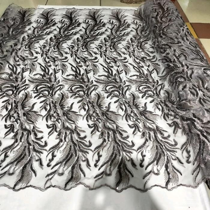 BAHAN KAIN TILE BORDIR BUNGA AKAR PAYET