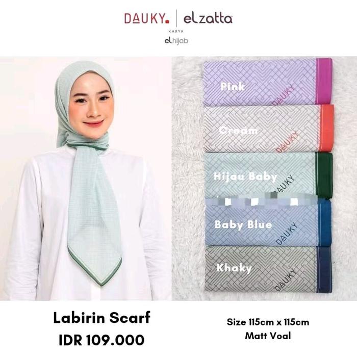 DAUKY - Scarf Motif Labirin Scarf Dauky Bahan Voal Premium Segiempat Syar'i