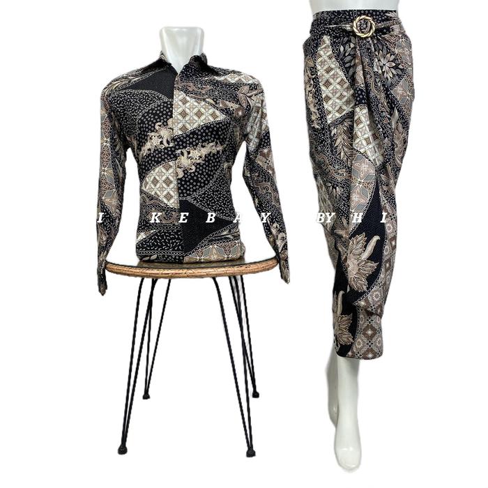 Hameedah - Setelan Kemeja Batik Pria Couple Motif Rok Lilit untuk Wisuda dan Lamaran Katun Baju Sari
