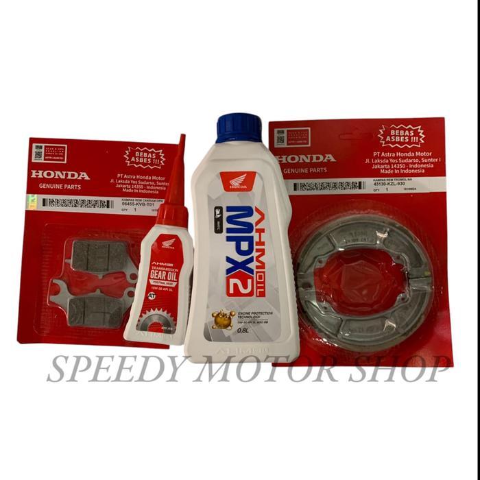 Paket Hemat Ahm Honda 4 Produk Original Motor Matic- Oli Mpx2 Ori-Gear Ahm 12Oml Ori-Diskpad Front K