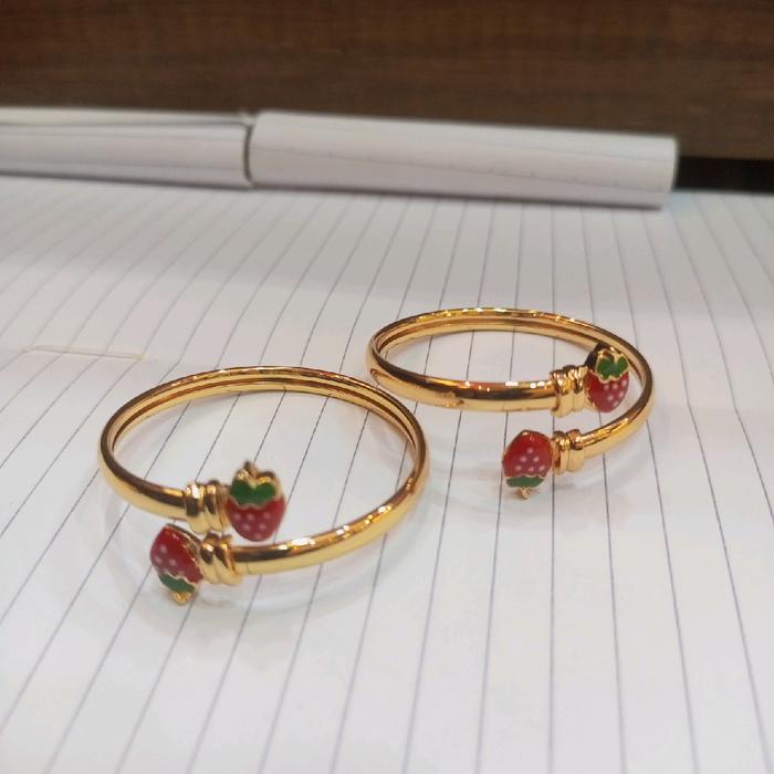 Gelang keroncong strawberry anak lapis emas 22k mirip mas asli