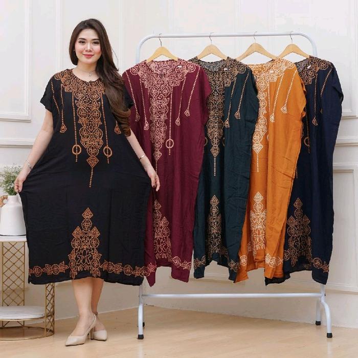 Daster Larasati Ld 140 jumbo bahan rayon ,Daster busui,daster bumil ,resleting daster viral Wanita D