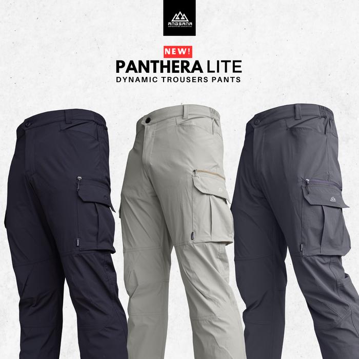 Celana Angsana seri Panthera Lite Dynamic Cargo Concept fit slim Pria Panjang Hitam Katun Hitam Katu