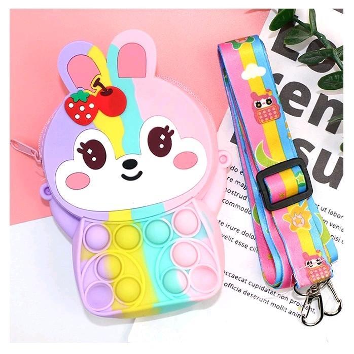 Sling Bag Tas Selempang Pop It Anak Karakter Bunny Strawberry New Model Import