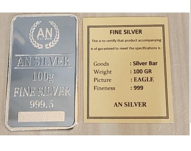 AN Silver Produk Indonesia Perak 100gr Batangan