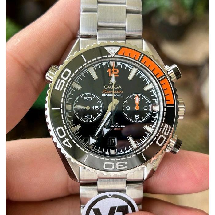 JAM TANGAN MEWAH PRIA OMEGA SEMASTER OCEAN CHRONOGRAPH 600MM 45MM ORANGE DIAL