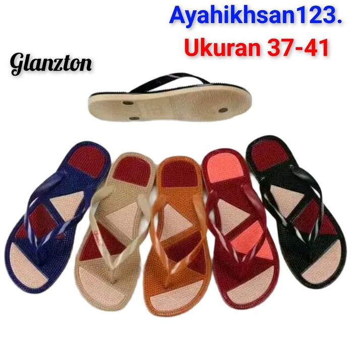 GLANZTON 1877 sandal jepit karet duri wanita/perempuan ukuran 37-41