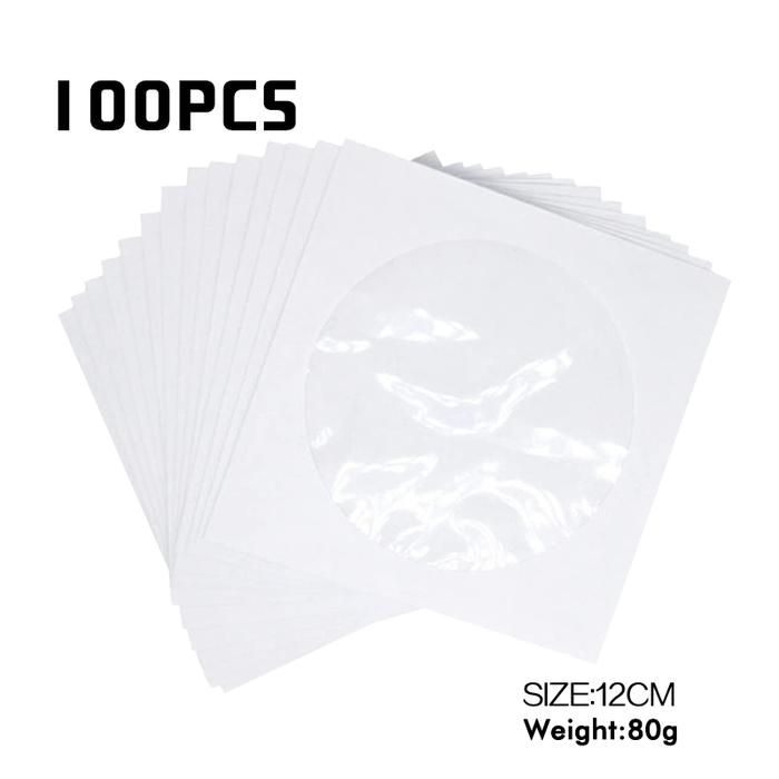 100pcs Amplop CD DVD / Tempat Plastik CD DVD Kertas 8cm/12cm