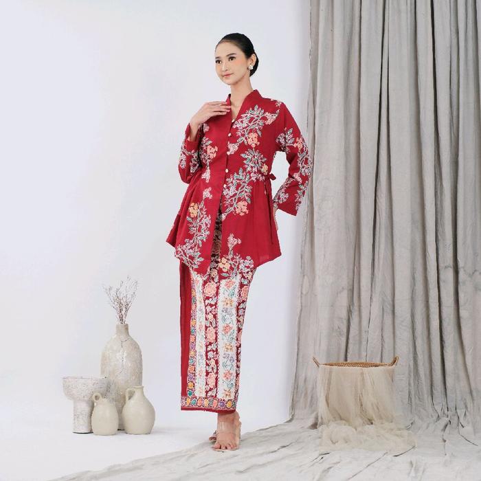 Kebaya Tunik Modern Bahan Katun Primisima by Khalisa Batik - Zoya Merah