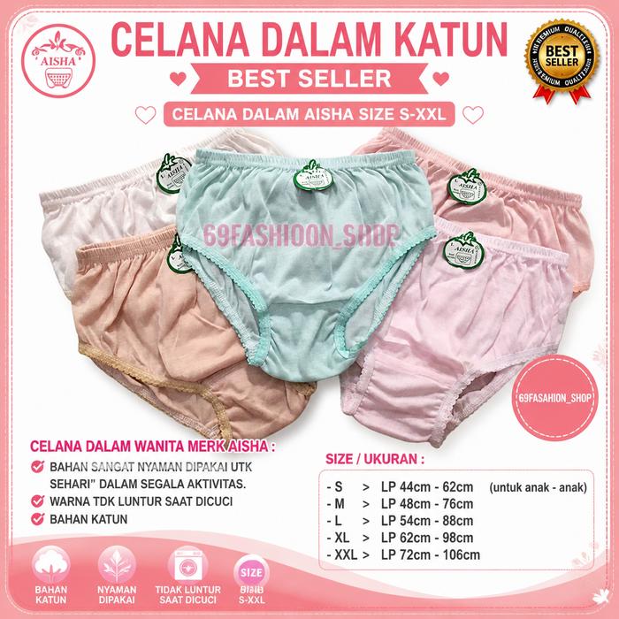 6PCS CELANA DALAM POLOS MURAH AISHA / APPLE BEST SELLER PRODUK READY S-M-L-XL-XXL CD MURAH HARGA 6PC