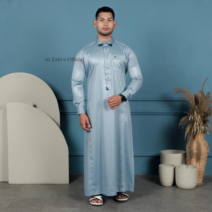 Gamis Saudi Pria Manset Al Zahra  Dewasa Az-1838 (Silver Blue)