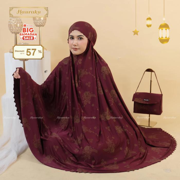 HauraKu - Mukena Dewasa Jersey Premium Mewah Mukena 2In1 Jumbo