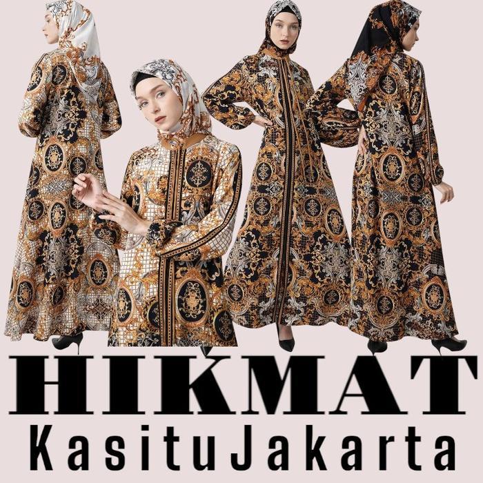 Terlaris Hikmat A8847-05 White Black Abaya Dan Scarf High Quality