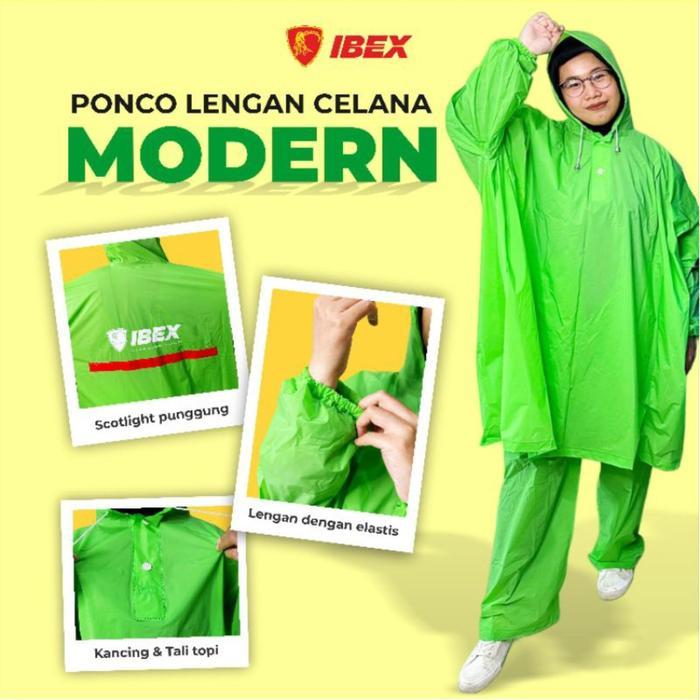 PREMIUM IBEX JAS HUJAN PONCO LENGAN CELANA DEWASA LAKI LAKI / PEREMPUAN PONCO MODERN PENGENDARA MOTO
