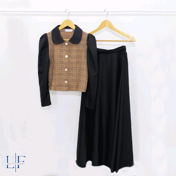 ZAYNA ONE SET SETELAN WANITA ATASAN DAN ROK Formal Kancing Panjang Blazer Casual