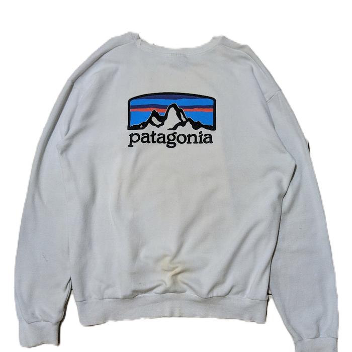 crewnek Patagonia second original white big logo size L unisex organic cotton