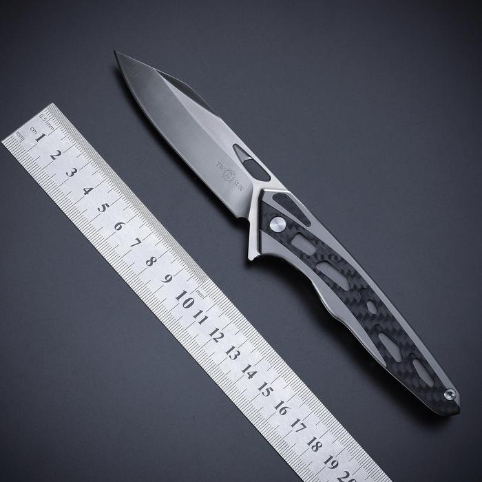 TWOSUN TS327 M390 Steel Blade Titanium + Carbon Fiber Handle Folding