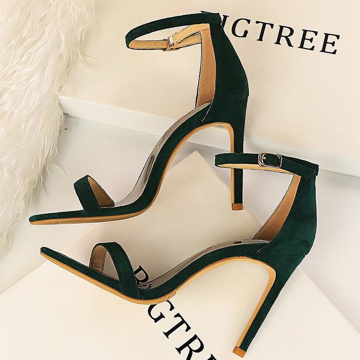 BIGTREE Shoes Summer Women Sandals Suede Hollow High Heels Stiletto Fashion Sandles Women Heels Ladi