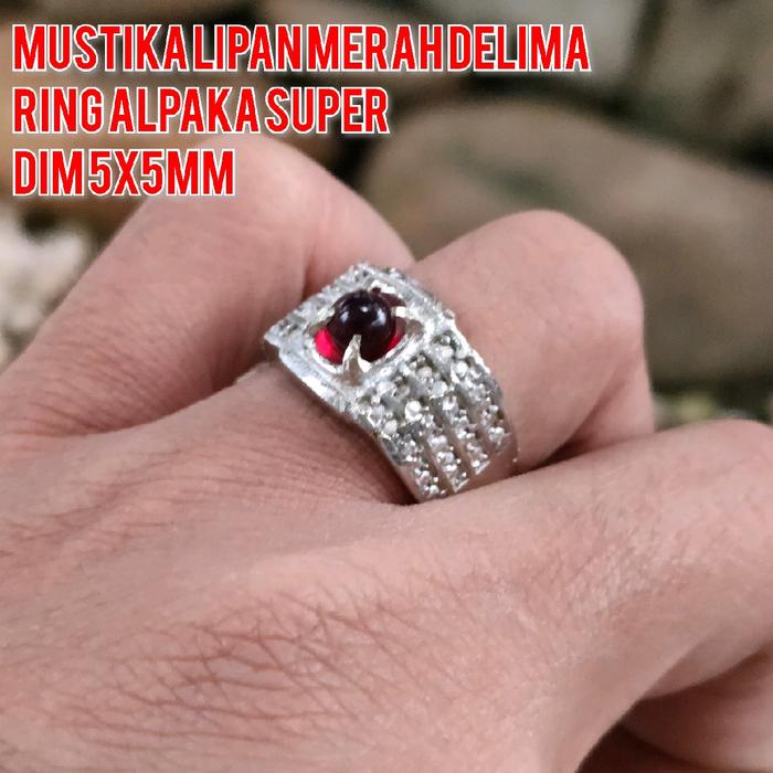 CINCIN PRIA BATU MUSTIKA LIPAN BULAT MERAH DELIMA