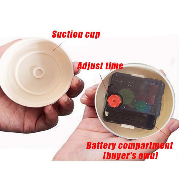 Jam Dinding Tempel Kecil Waterproof Wall Clock With Suction Cup / Jam Dinding Mini Tempel Meja Dapur