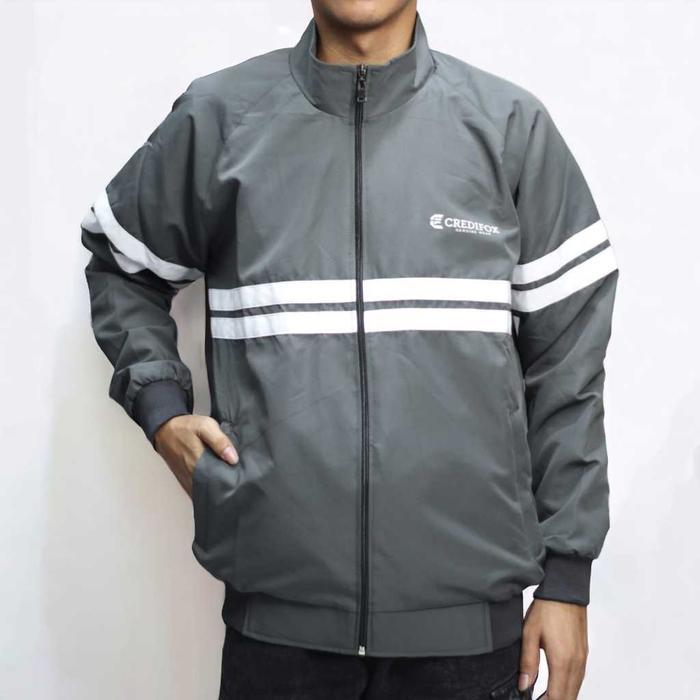 CREDIFOX Jaket tracktop pria / jaket casual pria / jaket tracktop casual / credifox strip white / ja
