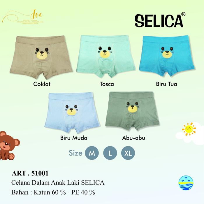 CD Anak Model Boxer SELICA 51001 Polos Warna / Celana Dalam Bayi