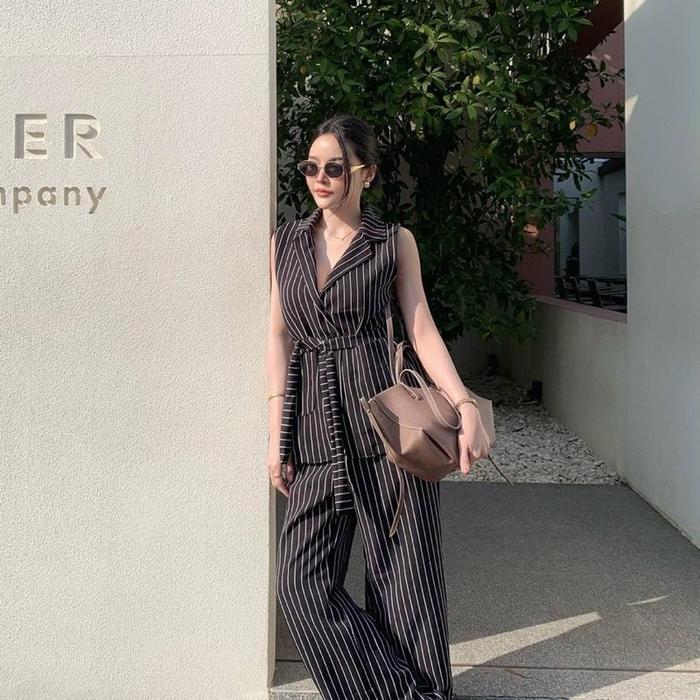 Stelan Kulot Salur Blazer 1set 600gram Dress Mini Tile Desain Unik dan Menarik Cocok untuk Tampil Be
