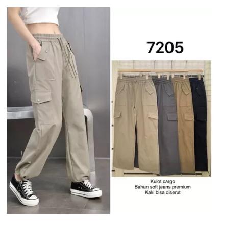 Kulot Cargo 7205 / 3201 Soft Jeans Import Casual Outfit Wanita fit to 3XL