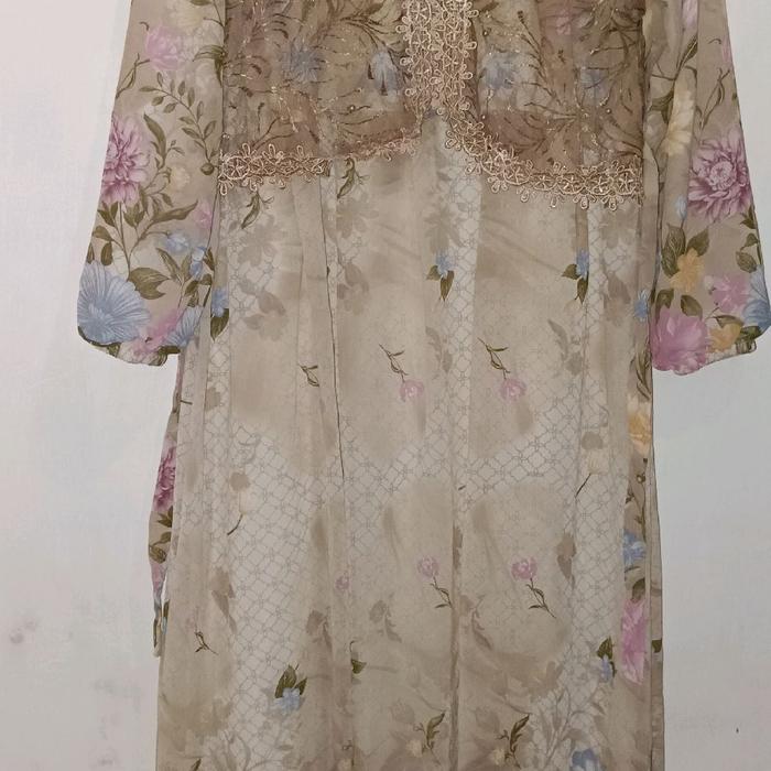 gamis ceruty, bunga, renda Muslim