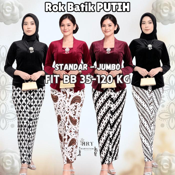 Rok Span Plisket Putih Motif Batik Jarik Wiru Bawahan Kebaya Akad Wisuda Lamaran Bridesmaid Mewah